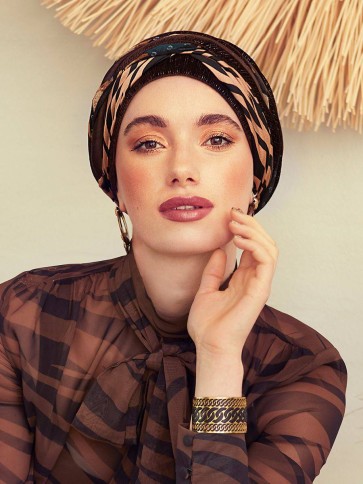 Scarlett Turban Set | Shiny Brown & Animal Mix